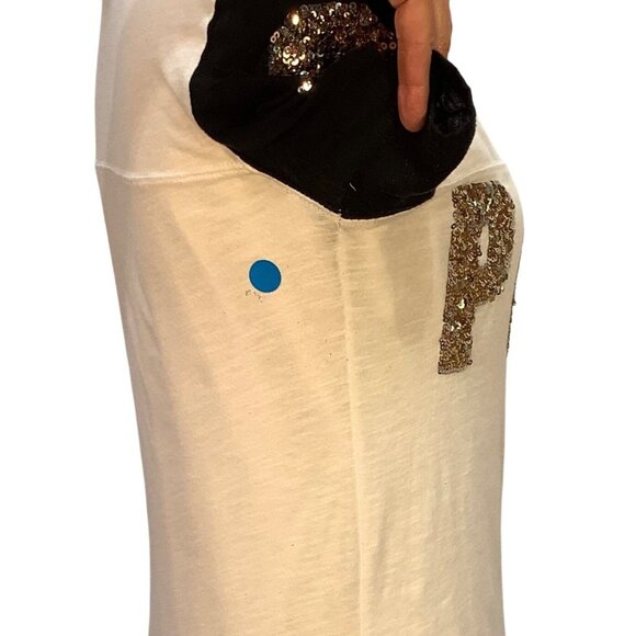 Victorias Secret Pink Sequin Letter Tee With Black Sleeves Womens S Cotton Blend - Picture 6 of 11